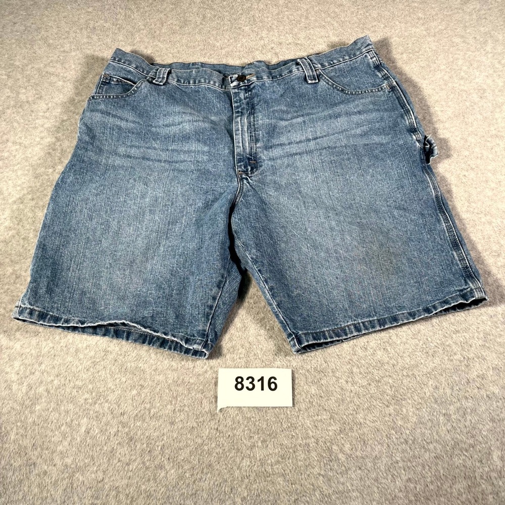 Wrangler Carpenter Shorts Mens 42 Blue Denim Medium Wash Cotton Utility Workwear